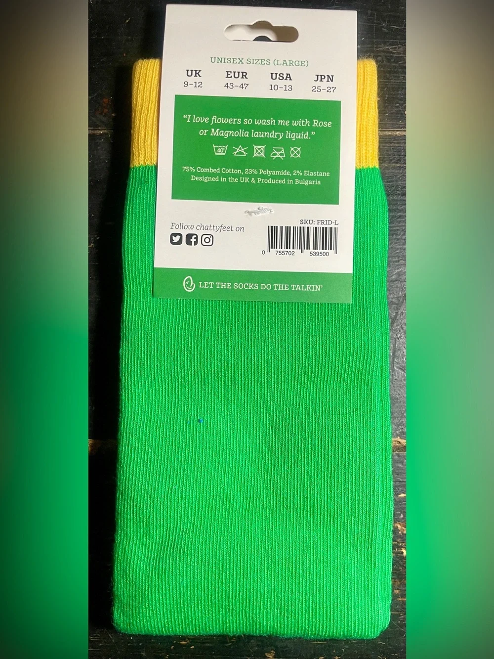 Frida Callus Graphic Crew Socks - Black, Green & Red